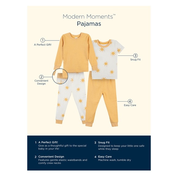 Modern Moments by Gerber 4-Piece Cotton Pajama Set, 2T - Picture 8 of 10